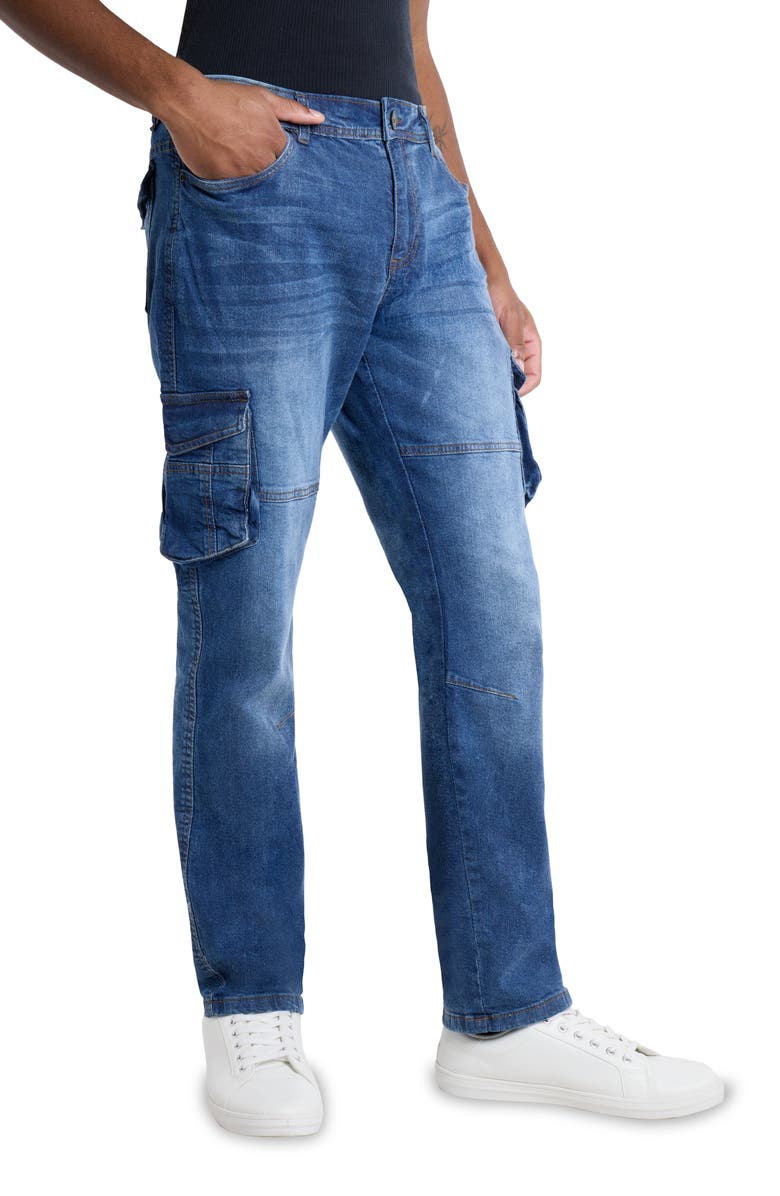 XRAY Slim Fit Cargo Pocket Denim Jeans, Alternate, color, Medium Wash