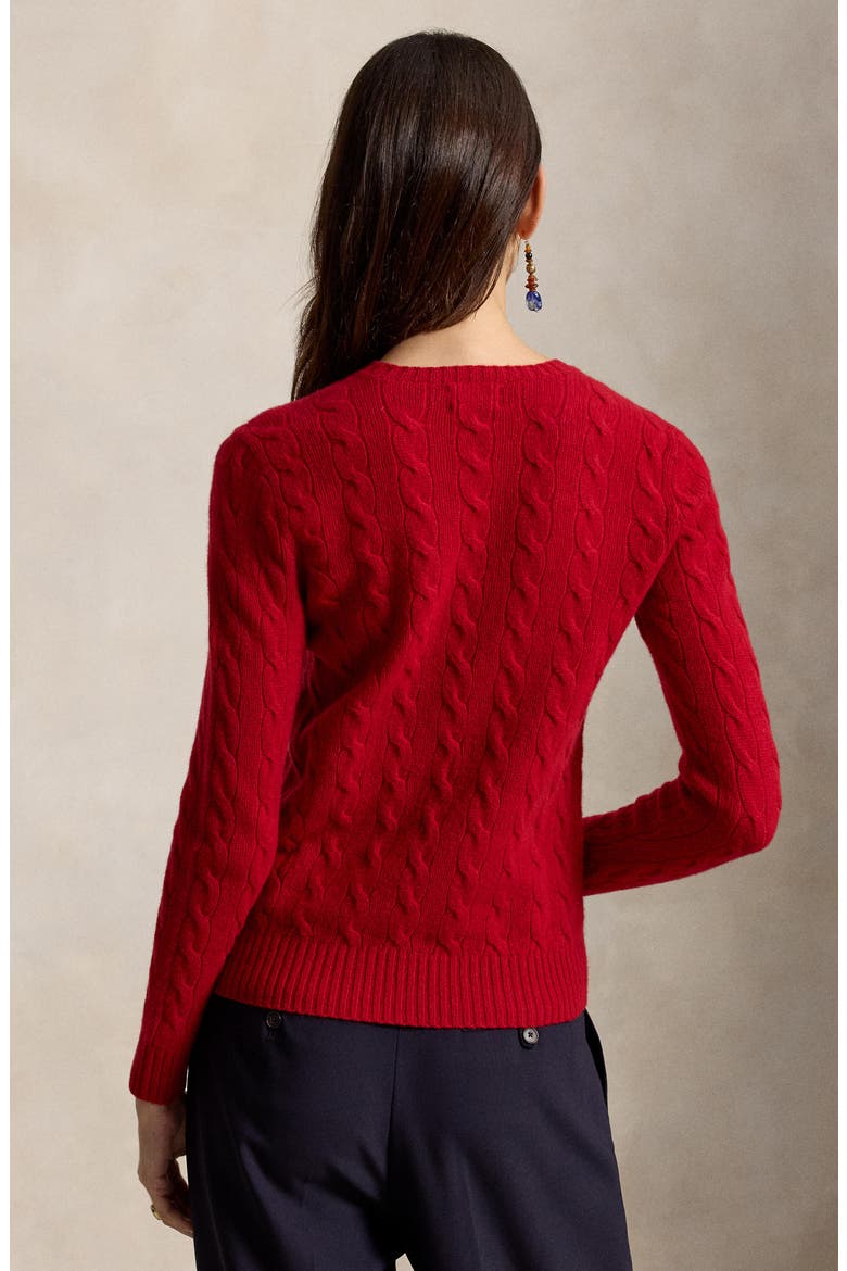 Cable Knit Wool & Cashmere Sweater, Alternate, color, UNVRSTY RD