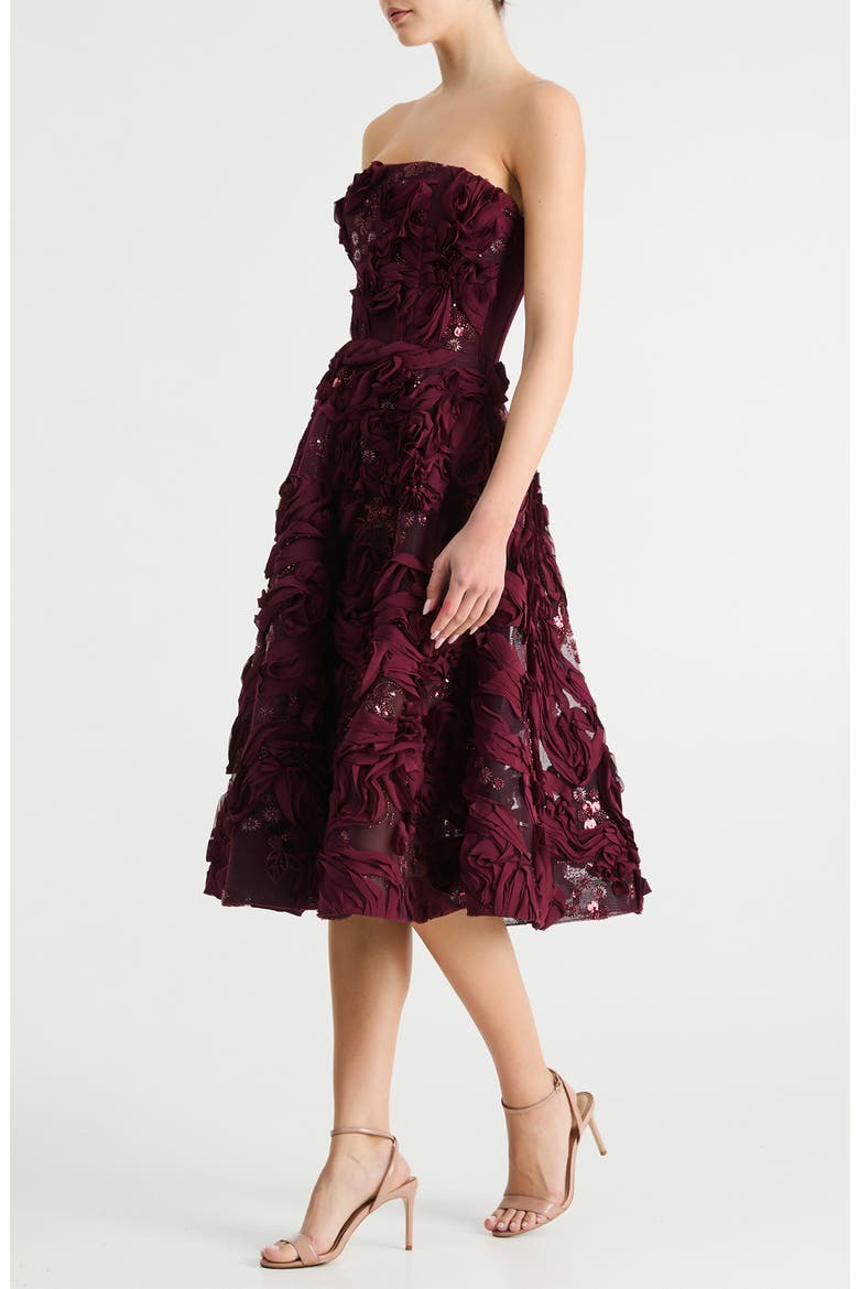 Florence Strapless Cocktail Dress, Alternate, color, MERLOT