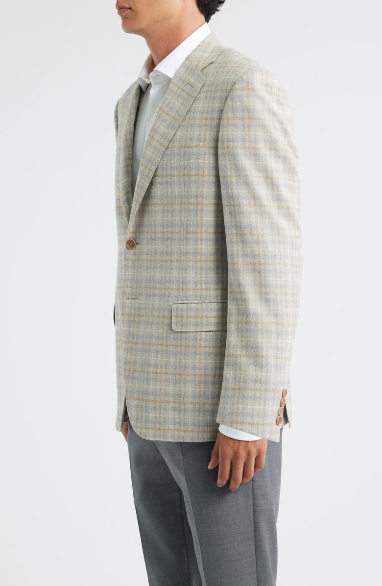Canali Siena Regular Fit Tan Plaid Wool Blend Sport Coat, Alternate, color, Beige