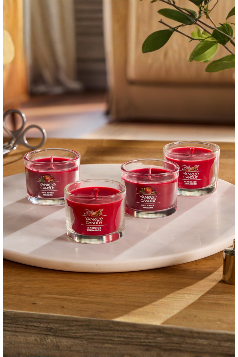 EveryDay Scented Votive Candle Gift Set - Sparkling Cinnamon, Red Apple Wreath, 1.3 oz, Alternate, color, Multicolored