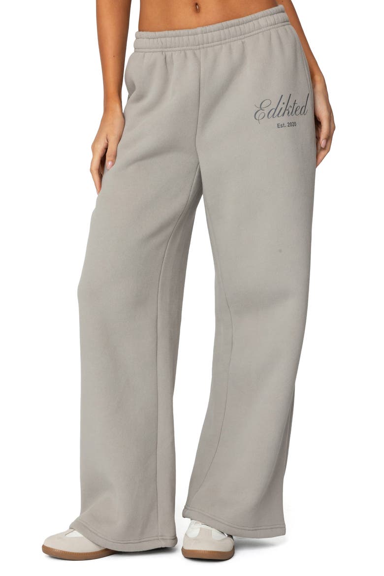 Get Edikted Wide Leg Sweatpants, Main, color, GRAY