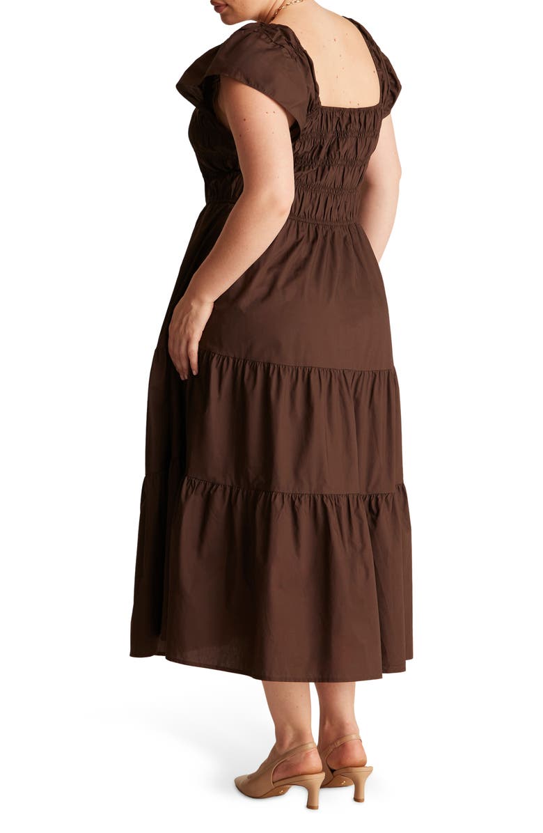 Estelle Alana Smocked Fit & Flare Cotton Tiered Midi Dress, Alternate, color, 