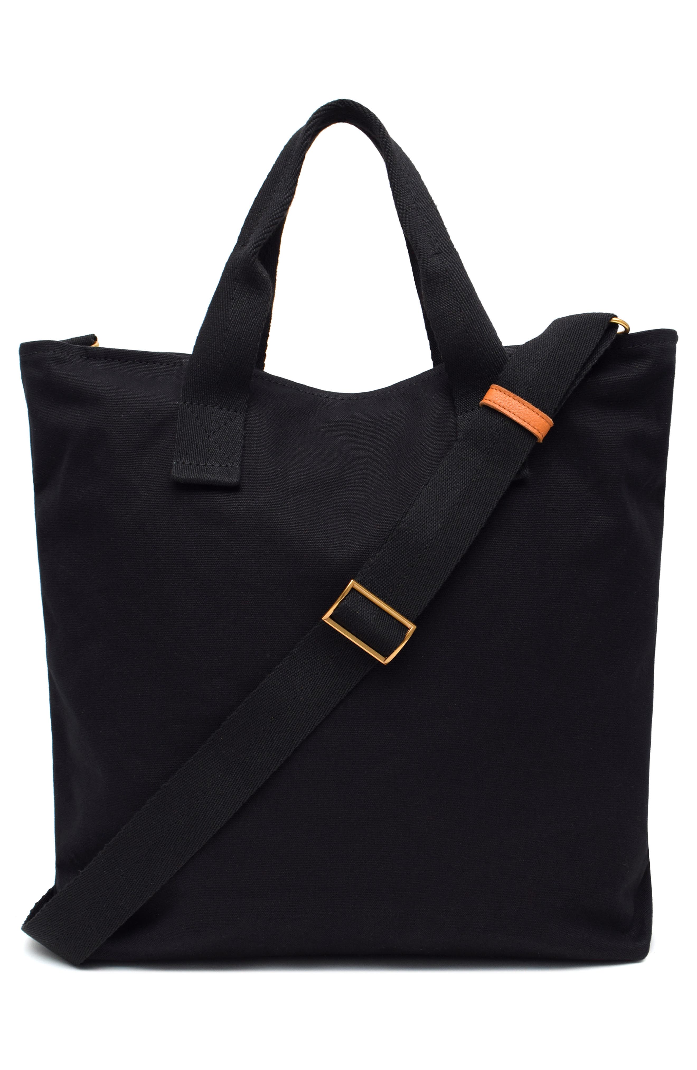New Amsterdam Leatherworks Ayla Canvas Tote Bag, Alternate, color, Black