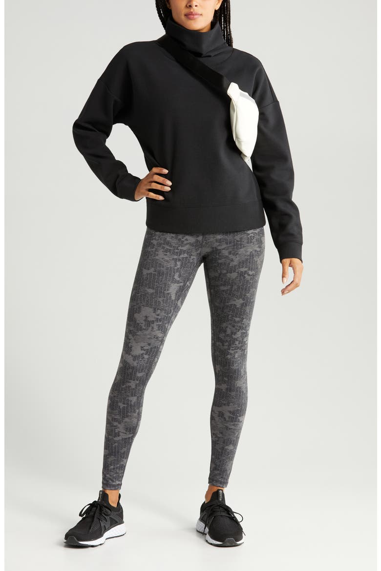 Downtown Ottoman Turtleneck Sweatshirt, Alternate, color, BLACK