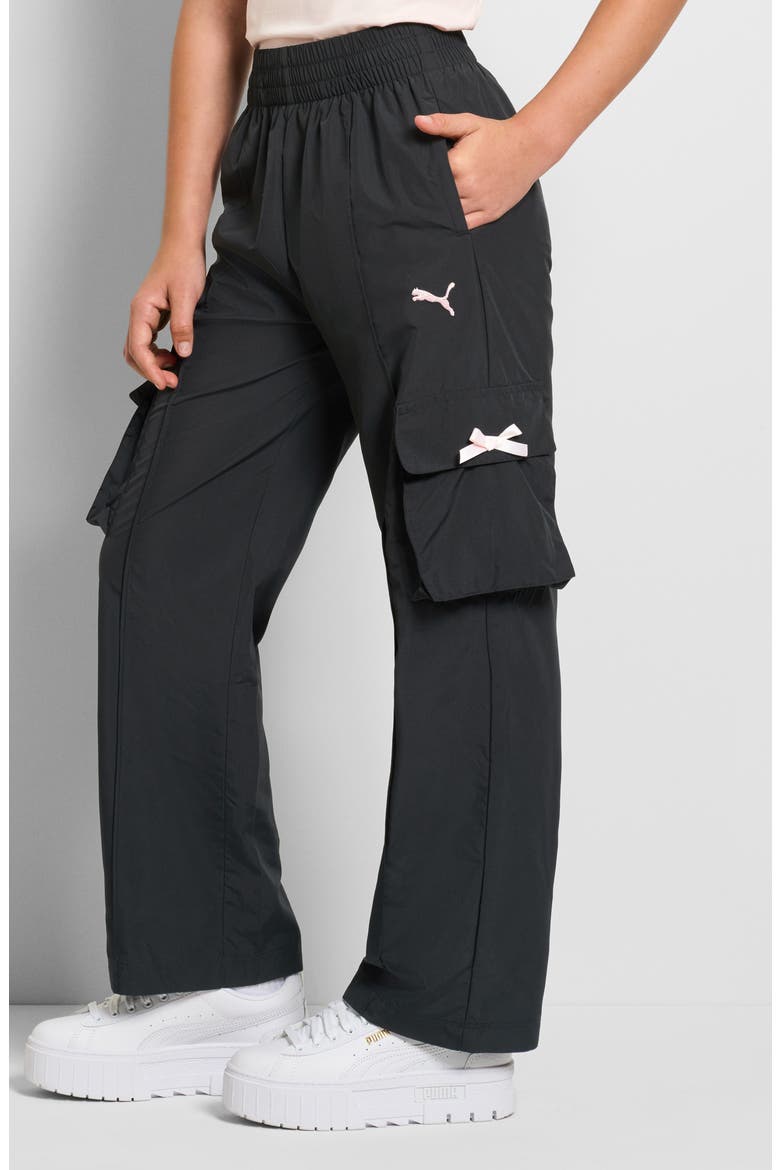 Kids' Bow Society Woven Cargo Pants, Alternate, color, BLACK