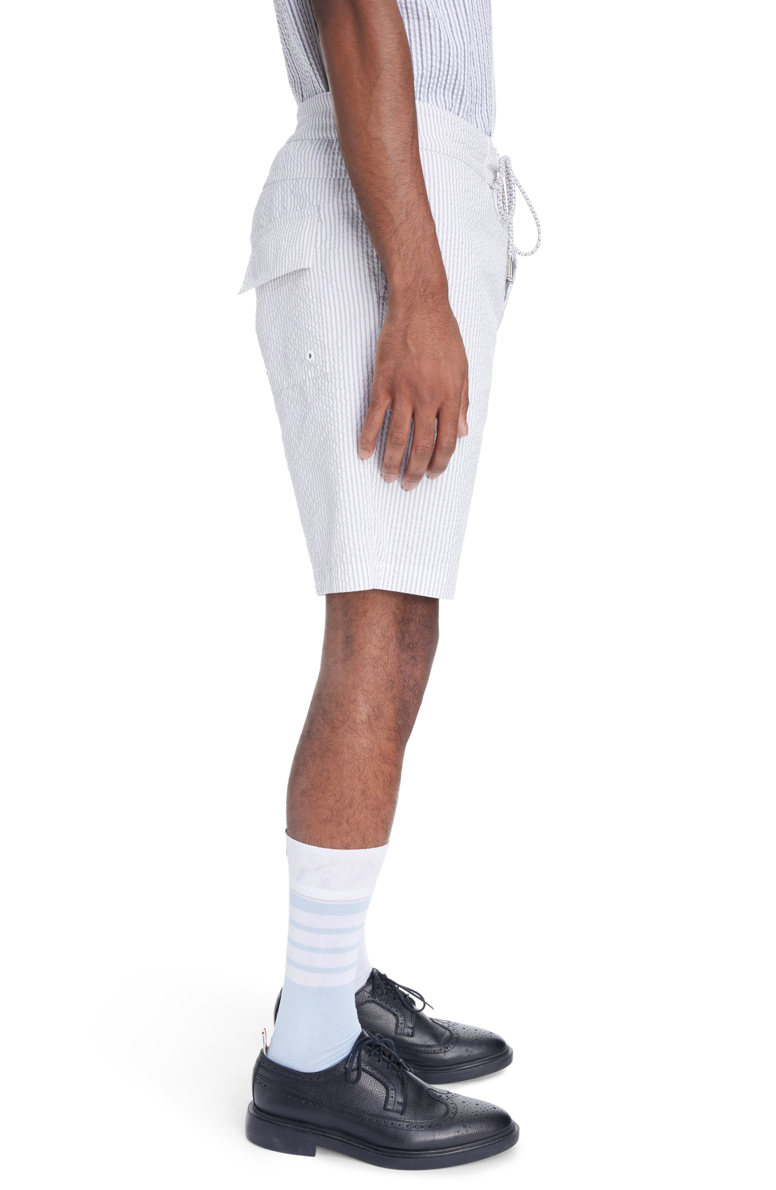 Thom Browne Stripe Seersucker Board Shorts (Men) | Nordstromrack