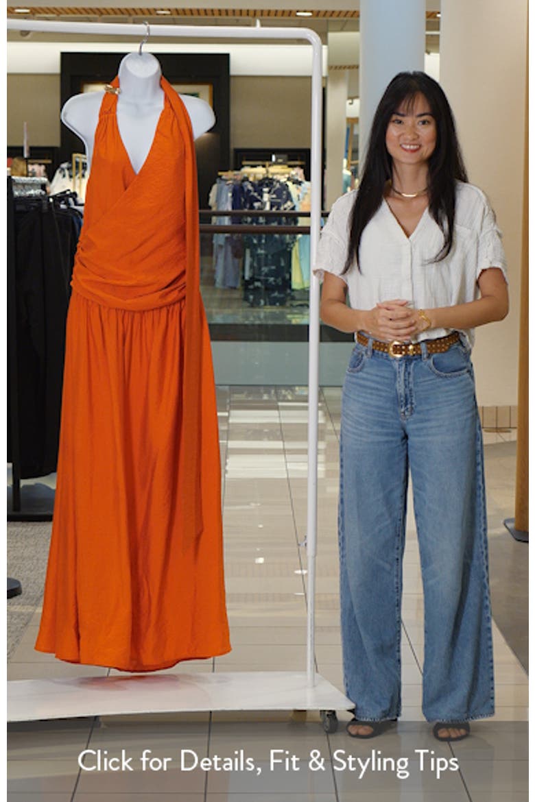Scarf Neck Plunge Maxi Dress video