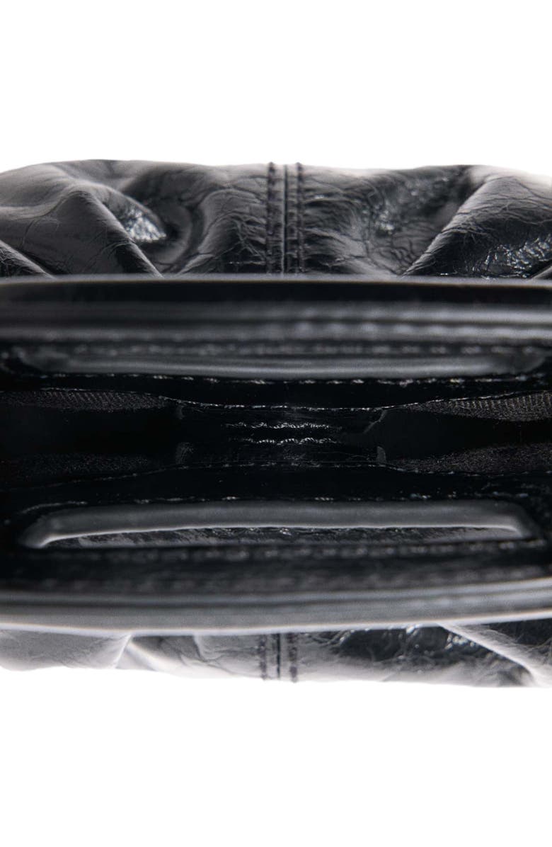 maje Crackled leather mini clutch, Alternate, color, Black