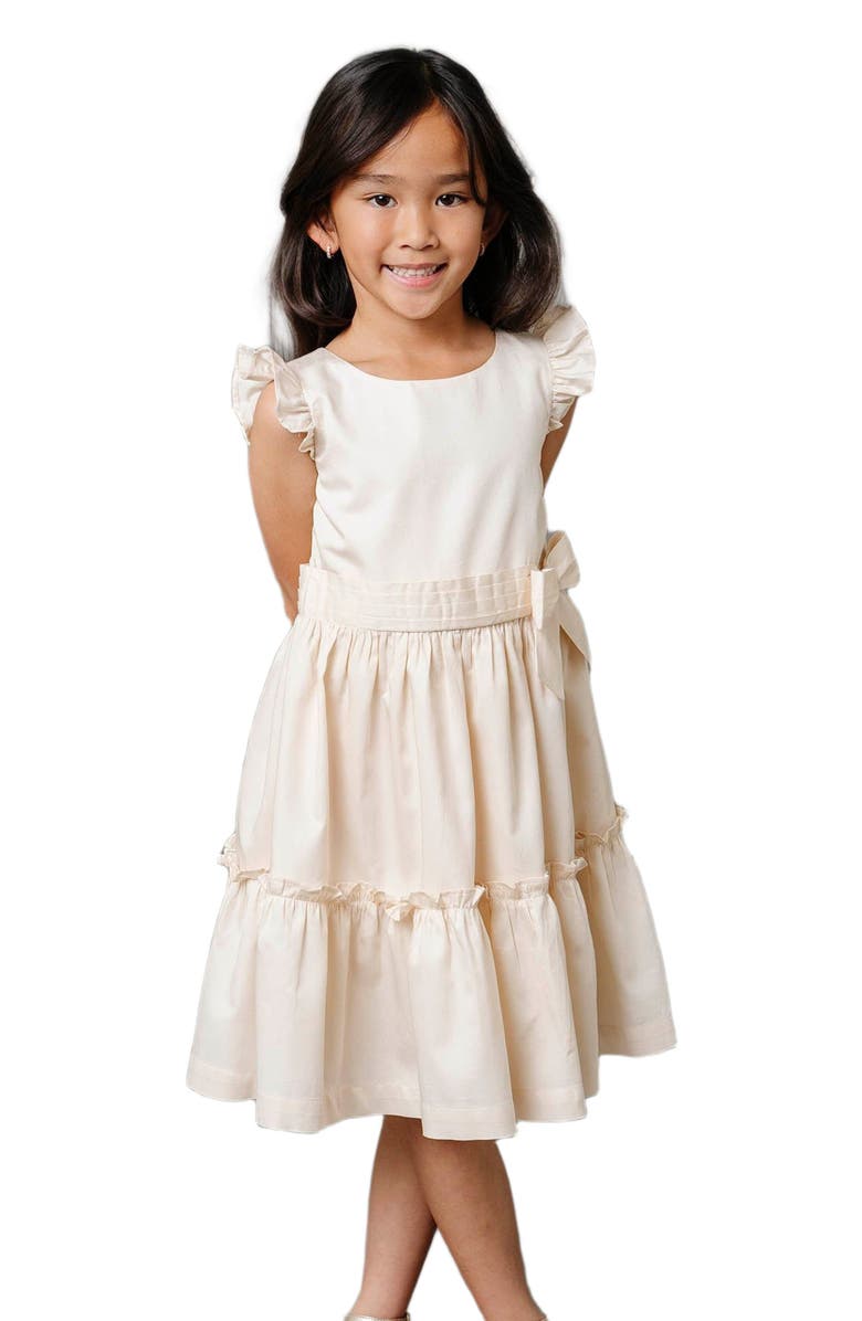 Hope & Henry Girls' Organic Tiered Sateen Party Dress, Toddler, Main, color, Ecru Sateen