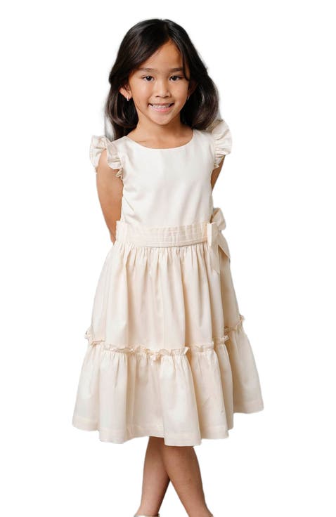 Girls' Organic Tiered Sateen Party Dress, Toddler
