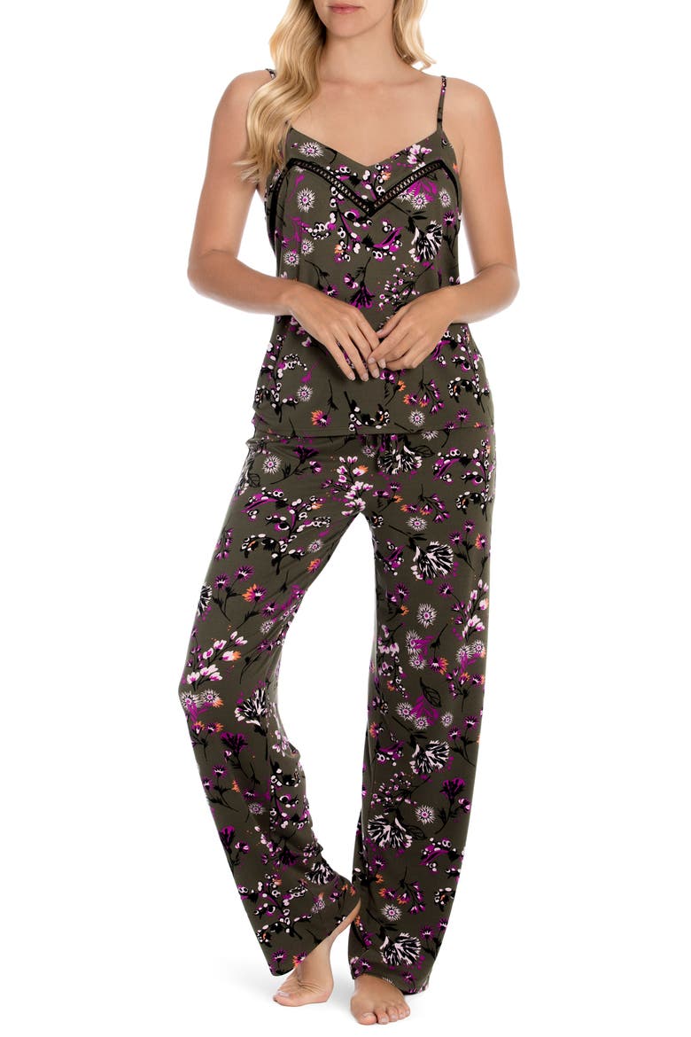 Cami Print Pajamas, Main, color, FLORAL/OLIVE