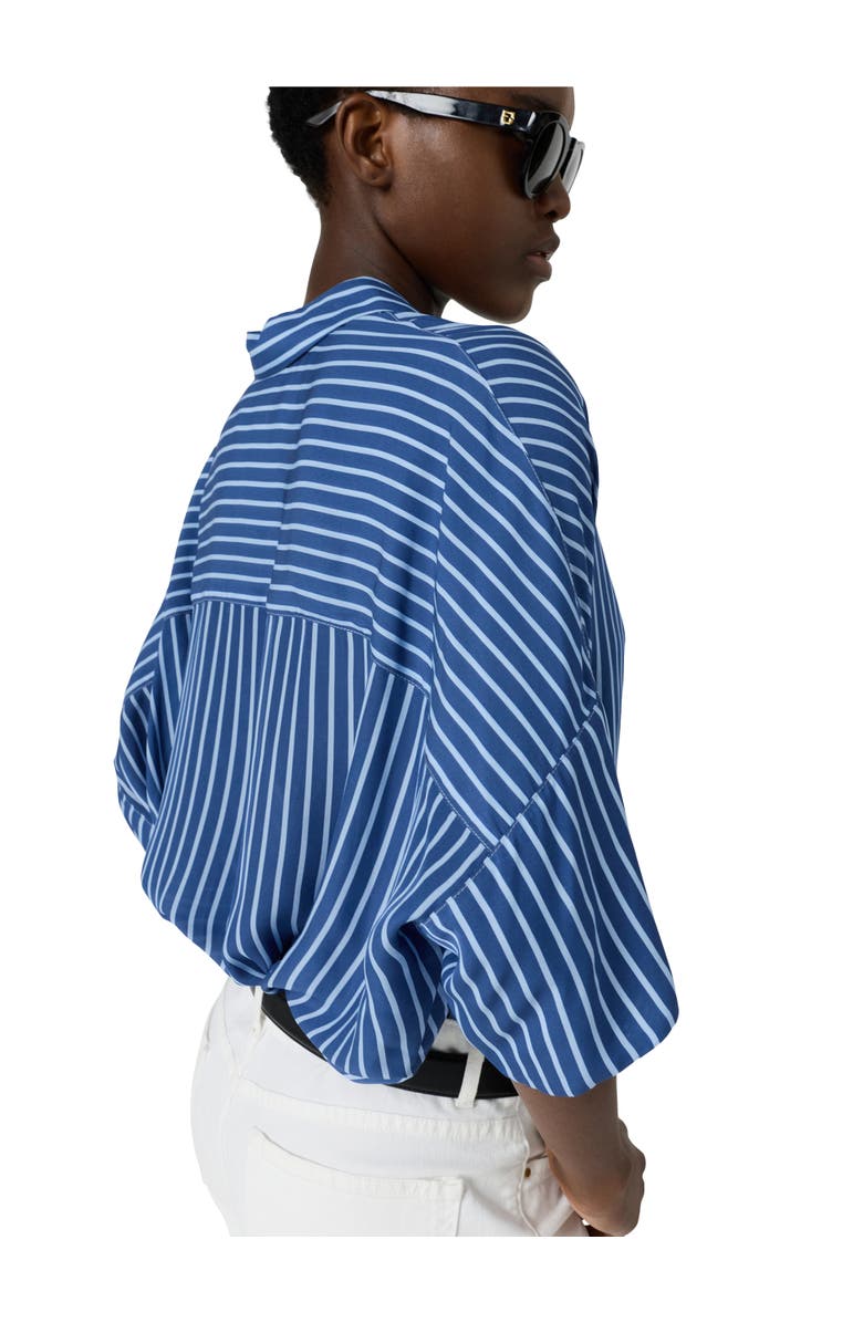 GERARD DAREL Crissy Draped Three-Quarter Sleeve Shirt, Alternate, color, Indigo