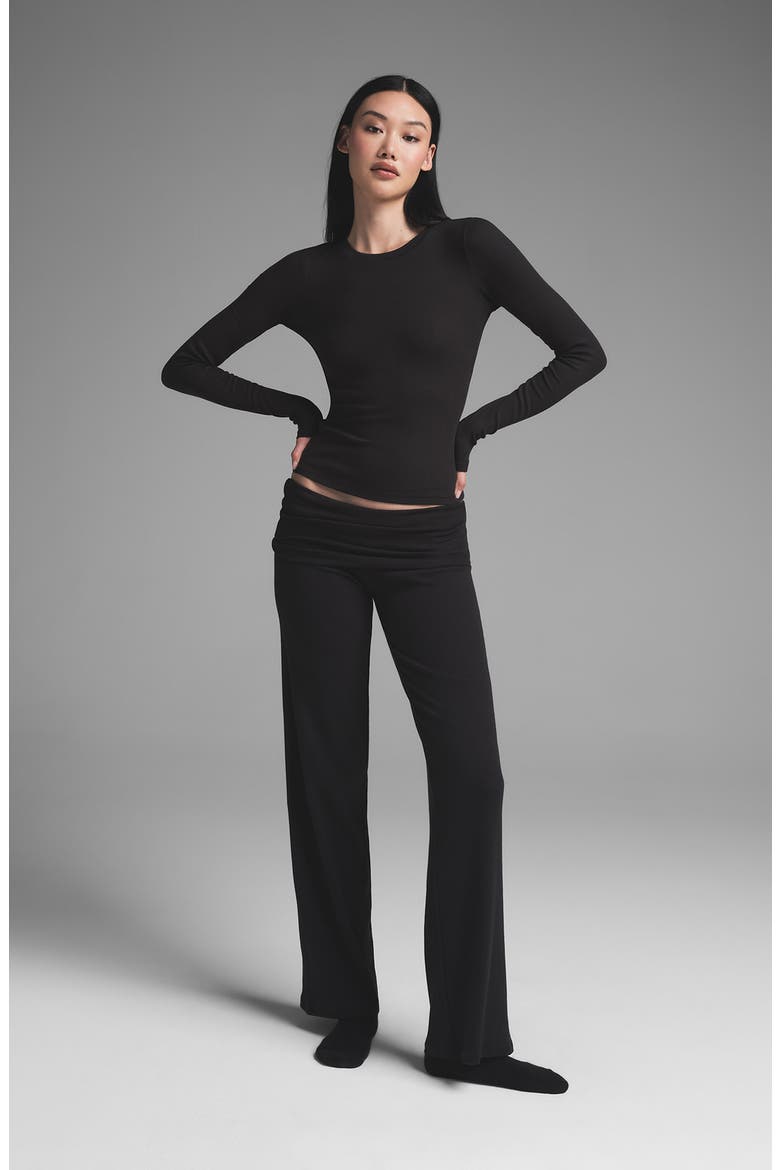 Stretch Cotton Rib Long Sleeve T-Shirt, Alternate, color, SOOT