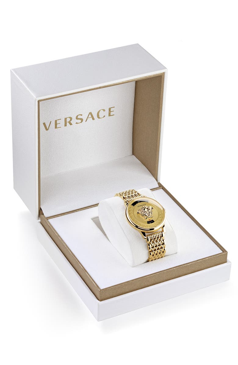 Versace Medusa Icon Bracelet Watch, 38mm, Alternate, color, Gold