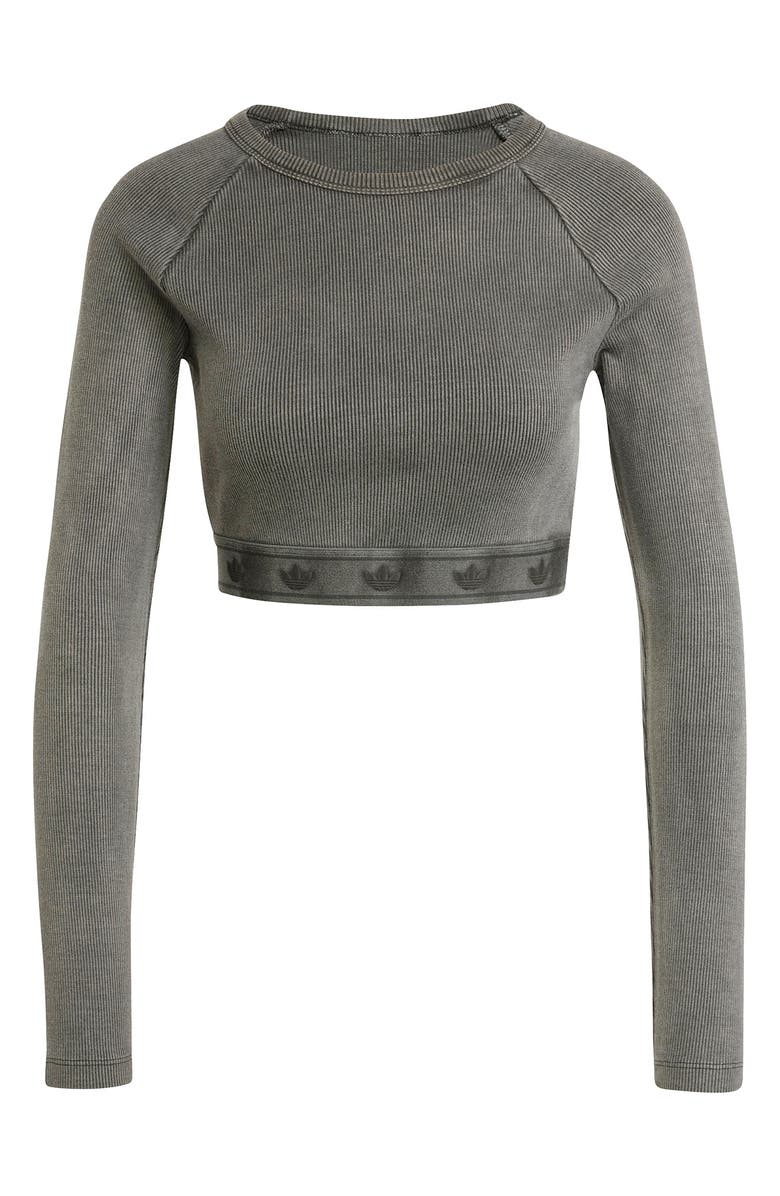adidas Originals Long Sleeve Rib Crop Top, Alternate, color,