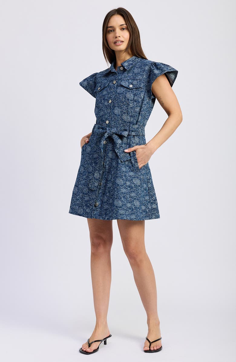 En Saison Eliana Floral Cotton Minidress, Alternate, color, Indigo