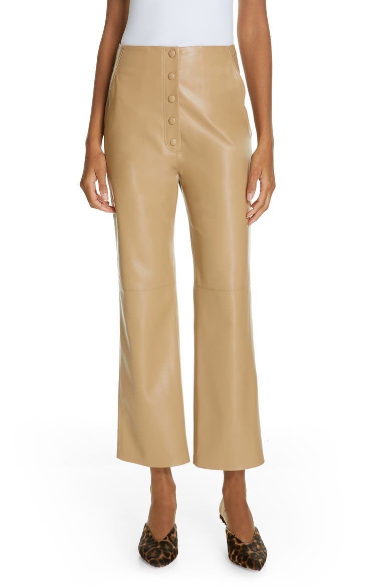 Sora Faux Leather Crop Flare Pants, Main, color, PALE CARAMEL