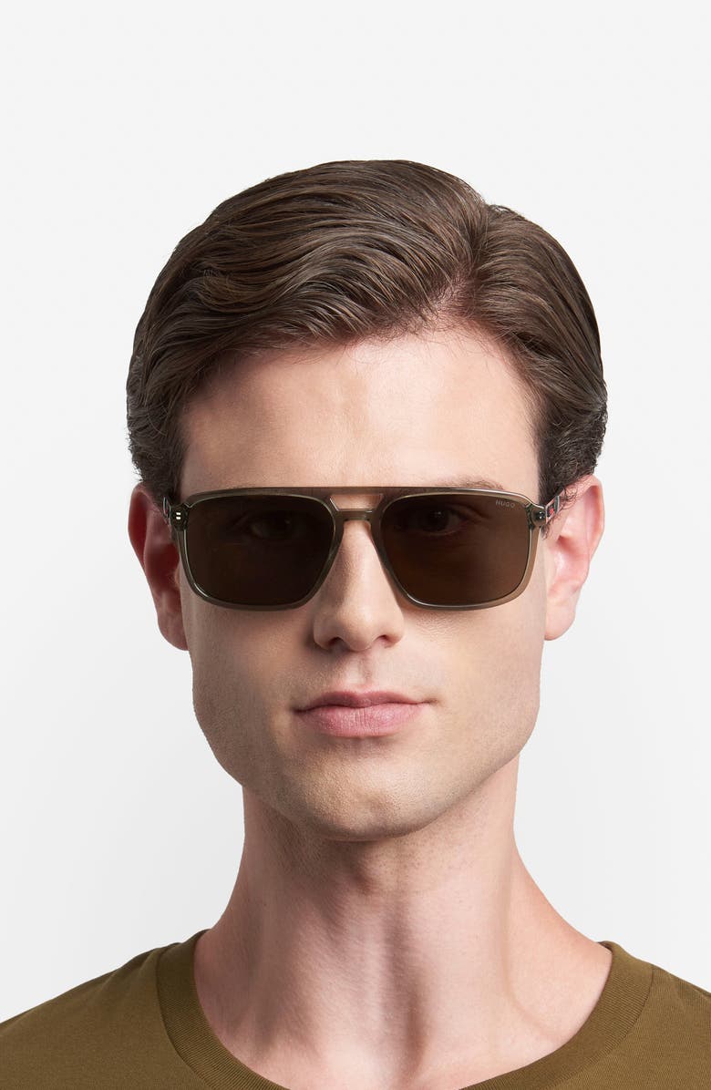 BOSS 58mm Navigator Sunglasses, Alternate, color, Green/ Grey