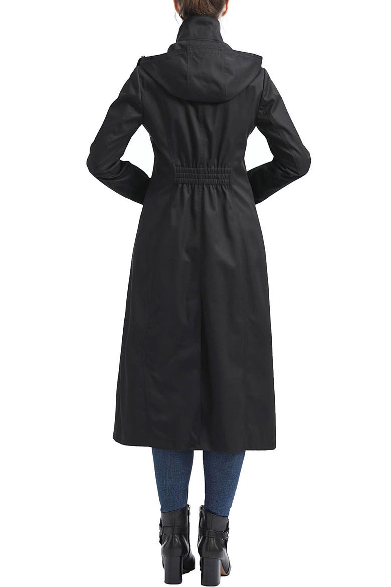 Cami Water-Resistant Hooded Long Raincoat, Alternate, color, Black