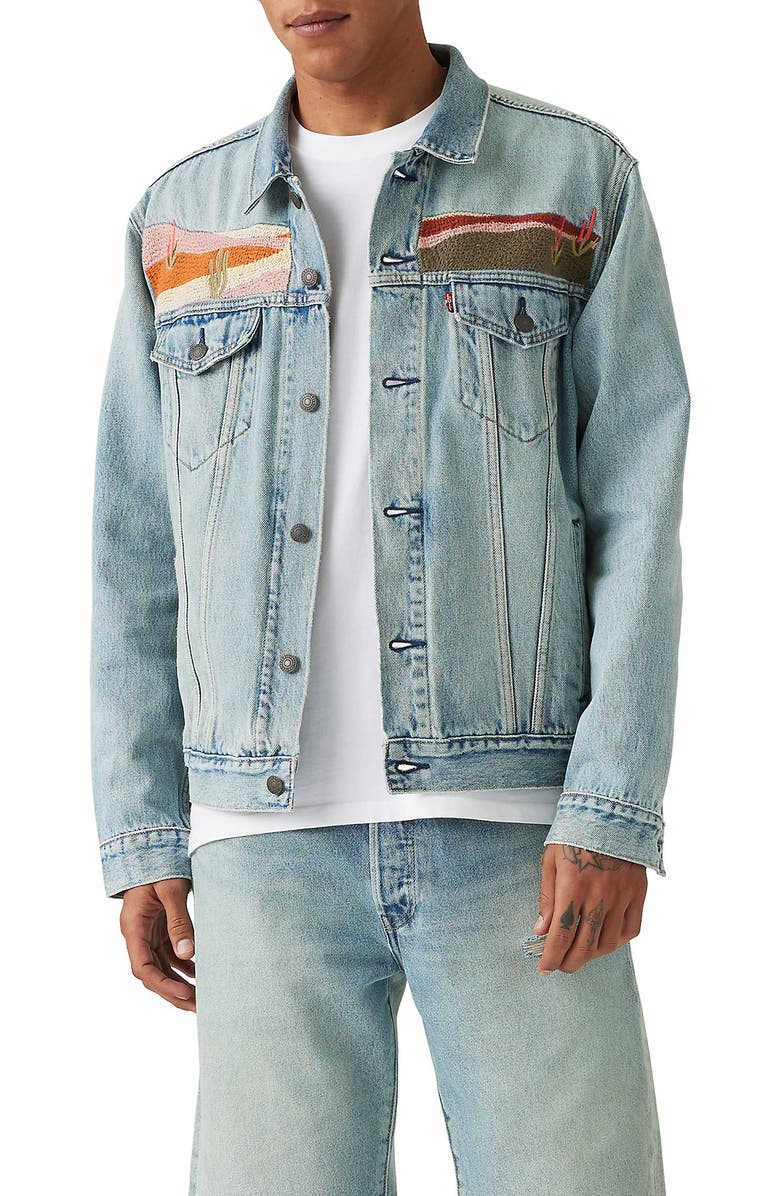 Levi's<sup>®</sup> Embroidered Denim Trucker Jacket, Main, color,