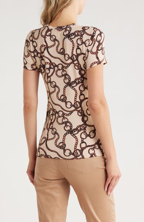 L Agence L'agence Ressi Chain Print Short Sleeve Top In White