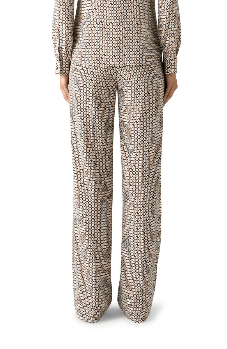 St. John Collection Icon Stripe Silk Crêpe de Chine Pants, Alternate, color, 