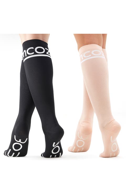 Assorted 2-Pack Knee High Maternity Compression Socks