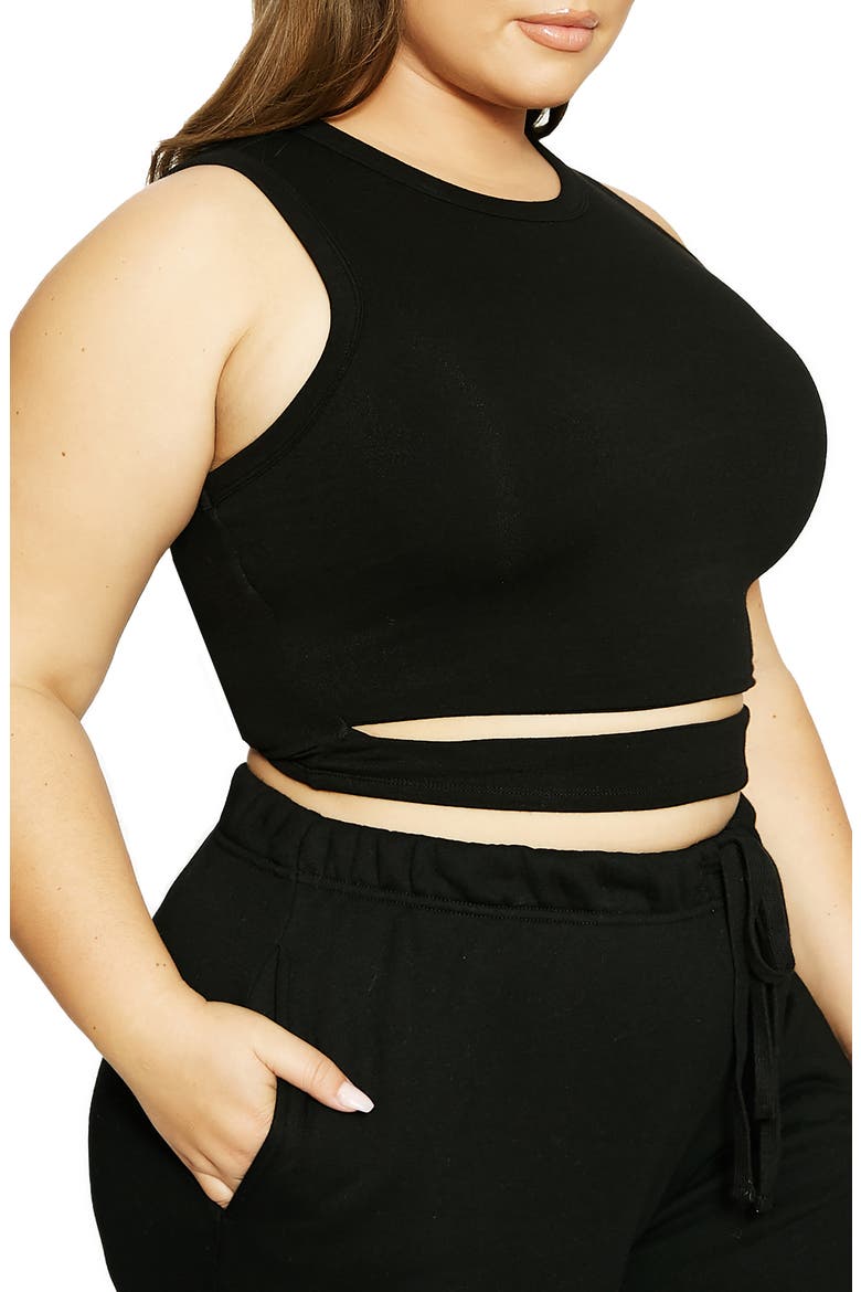 x Lori Harvey Front Cutout Crop Tank, Alternate, color, BLACK