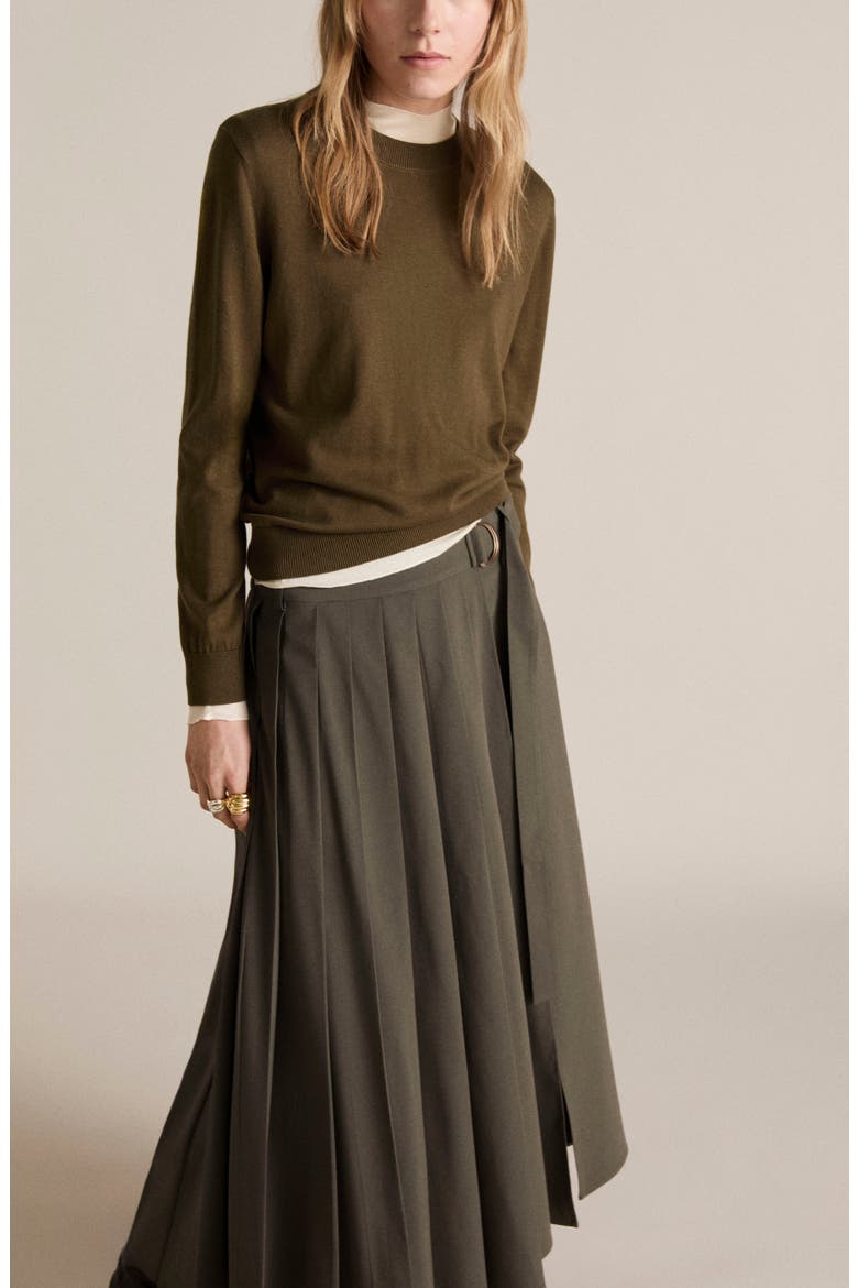 Pleated Maxi Skirt, Alternate, color, KHAKI BROWN