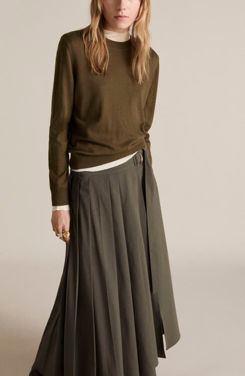 Mango Pleated Maxi Skirt In Green