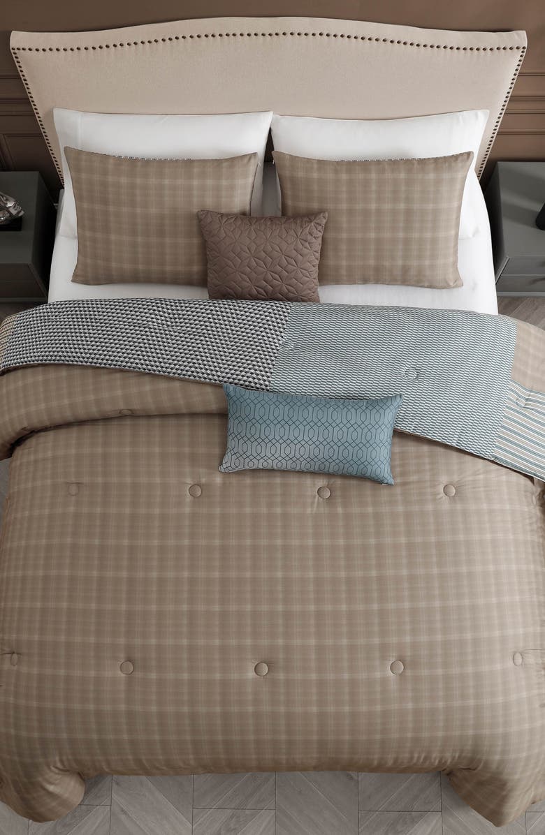 Bebejan Tranquil Patch Cotton Sateen Comforter Set, Alternate, color, Blue