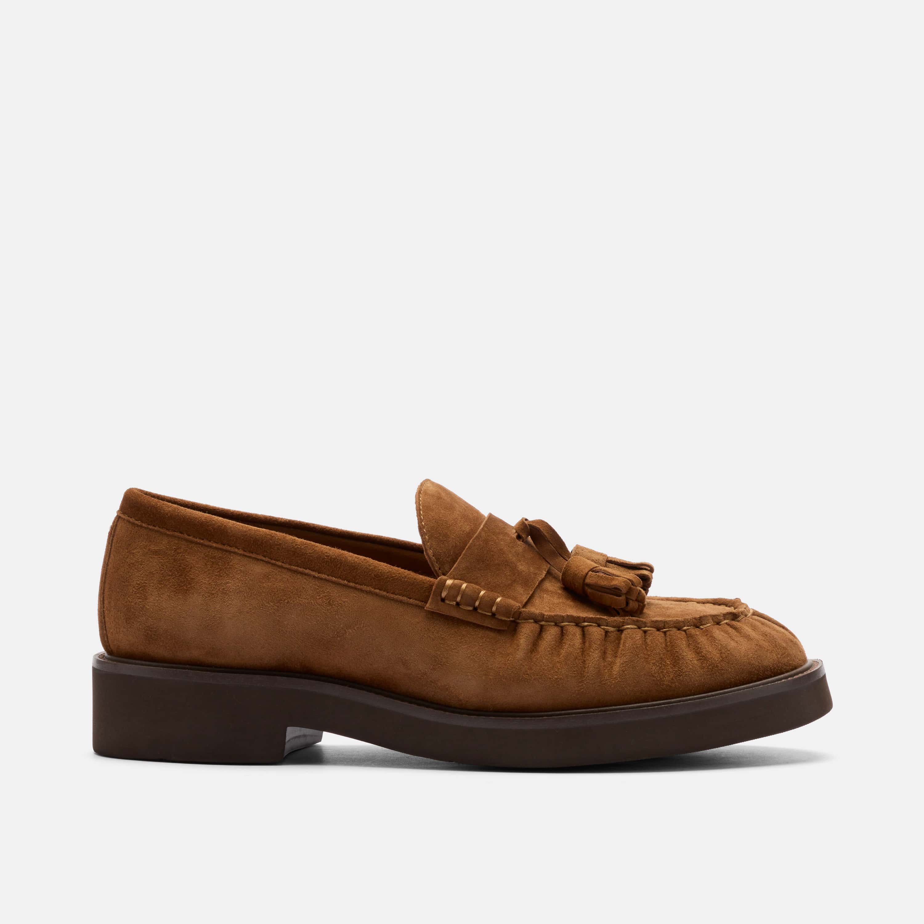 Ella Pleated Tassel Loafer, Alternate, color, Caramel