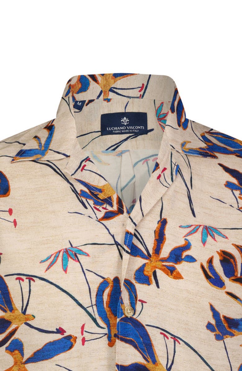 Luchiano Visconti Tropical Print Short Sleeve Shirt, Alternate, color,