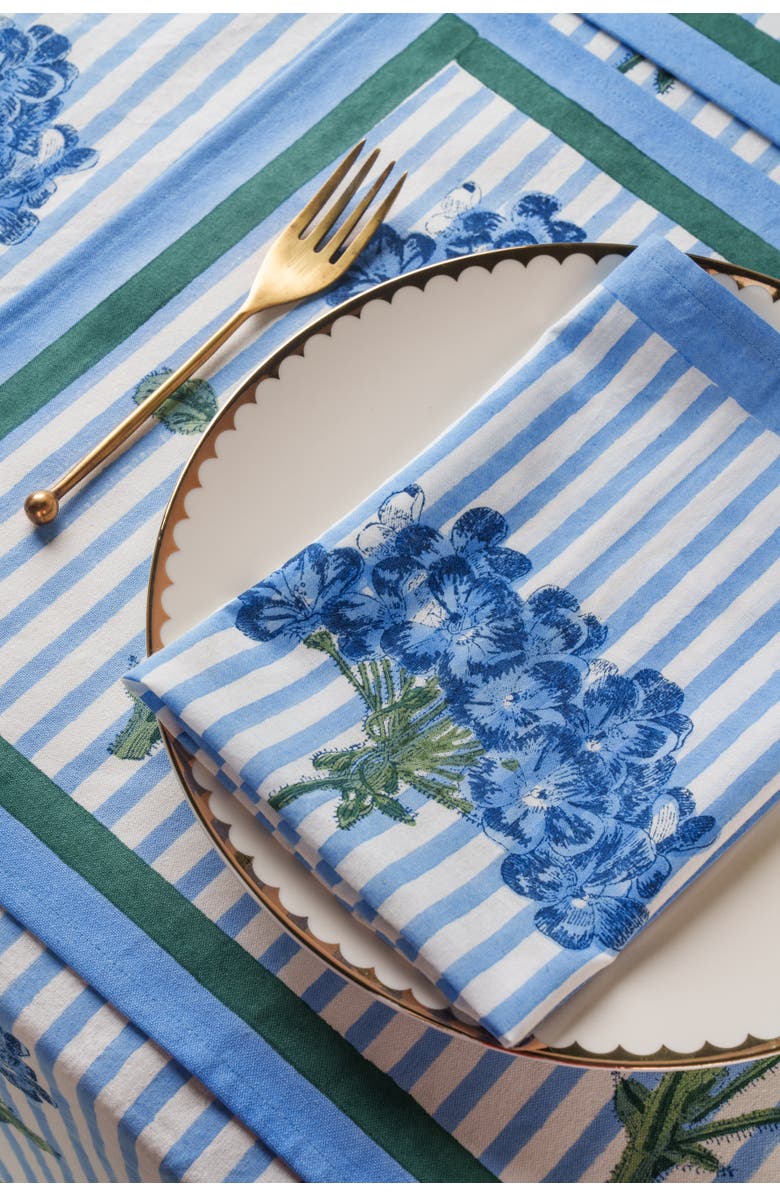 Inner Child Hydrangea Blockprint Napkins - Set of 4, Alternate, color, Blue