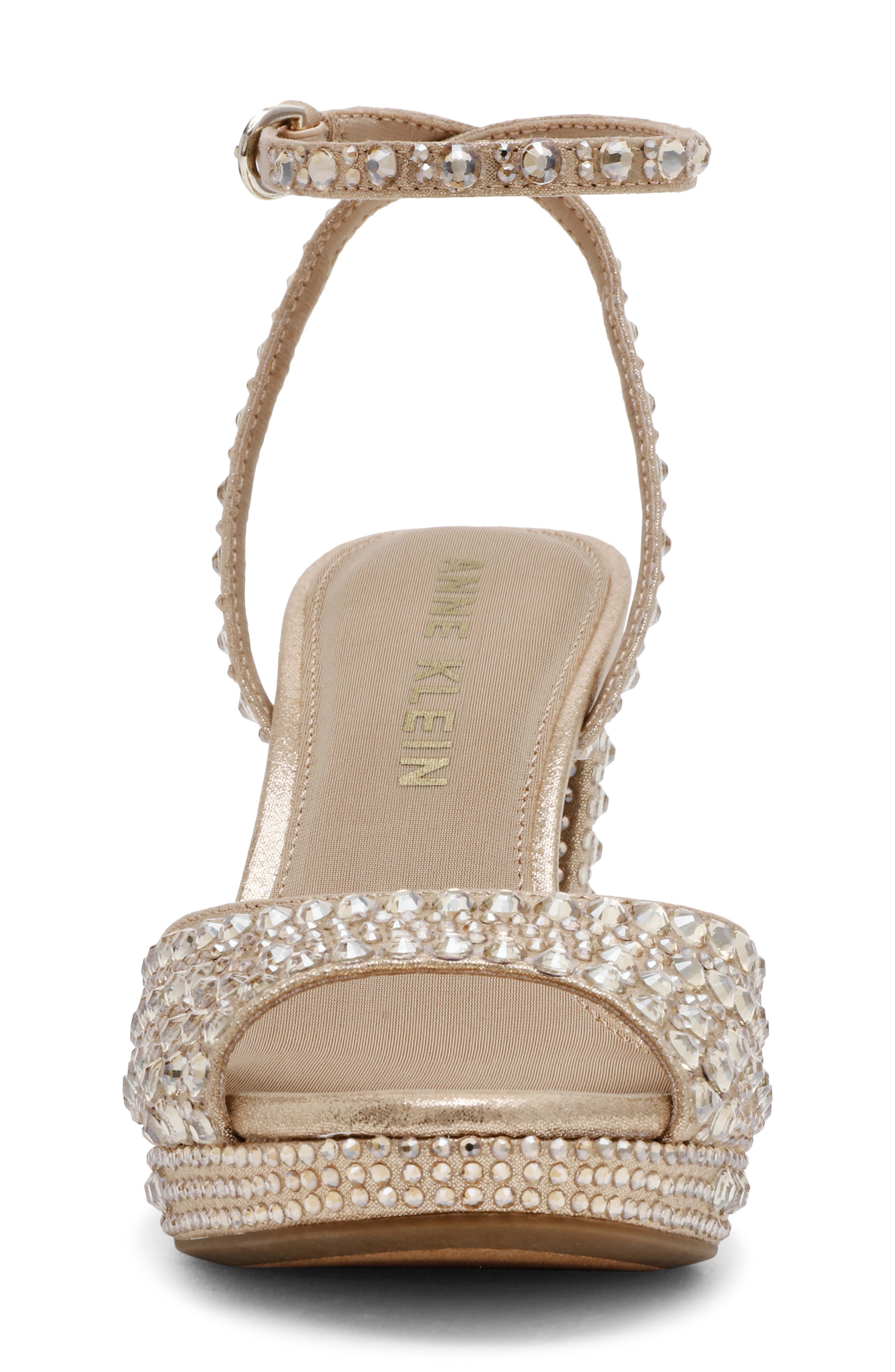 Anne Klein Vanna Ankle Strap Platform Sandal, Alternate, color, Platinum
