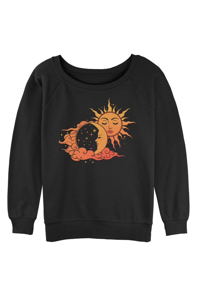 Junior's Lost Gods Sun Moon Love Sweatshirt, Main, color, Black