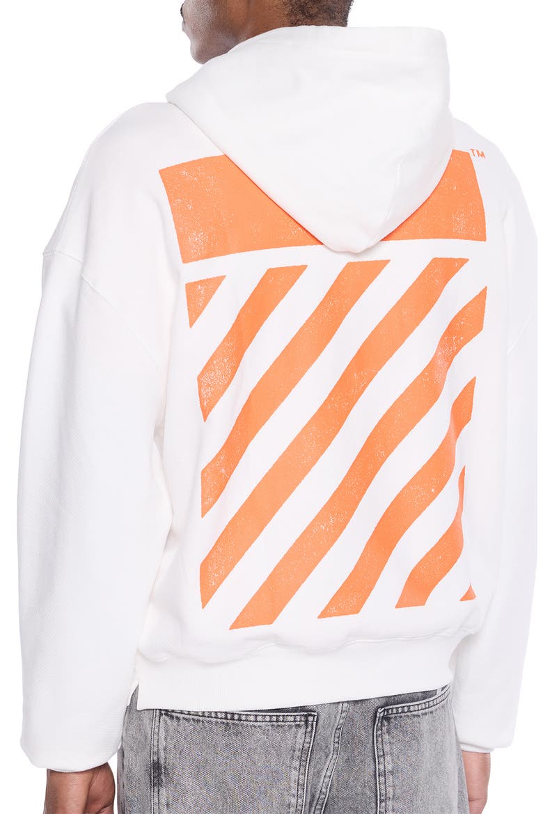 Diagonal Graphic Cotton French Terry Hoodie, Alternate, color, WHITE