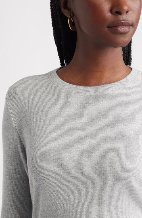 Treasure & Bond Long Sleeve Cotton Blend Rib T-shirt In White