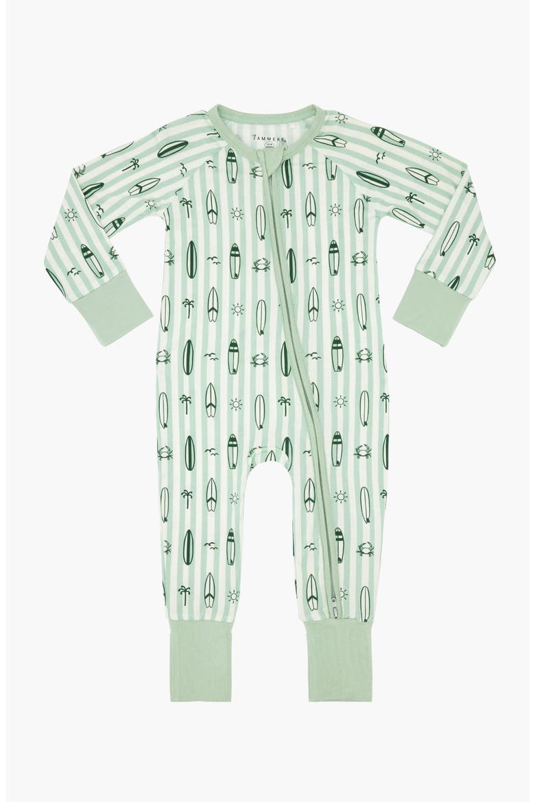 Surfs Up Zipper Romper, Main, color, Green Surfs Up