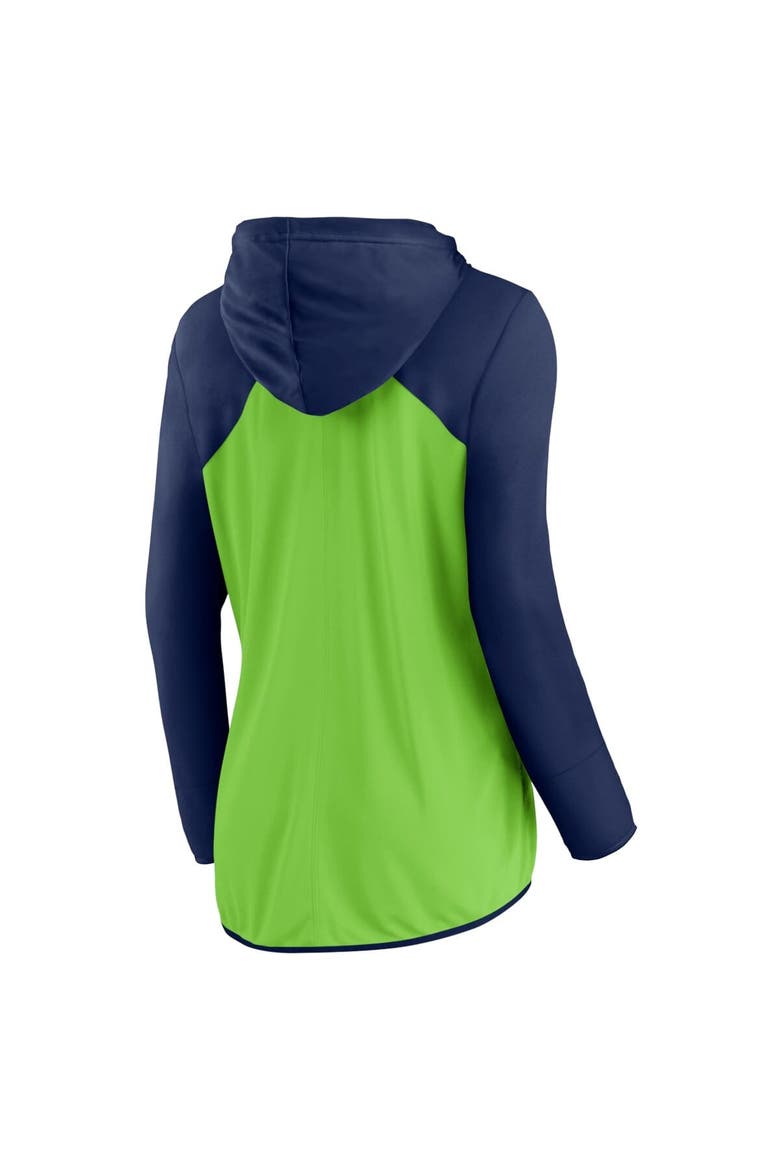 Women's Fanatics Neon Green/College Navy Seattle Seahawks Script Full-Zip Hoodie, Alternate, color, Neon Green