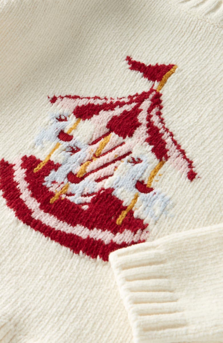 Nordstrom Icon Ruffle Sweater & Leggings Set, Alternate, color, Ivory Merry Go -Ivory-Pink C