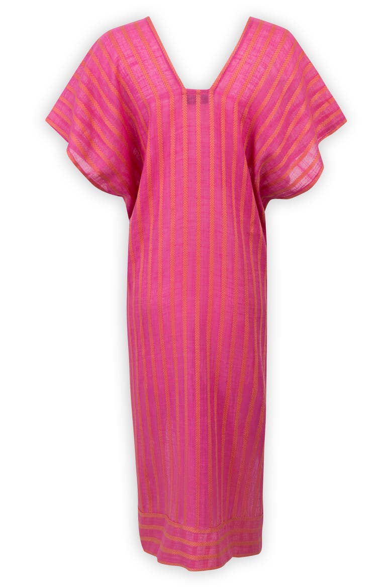 Striped Cotton Kaftan, Alternate, color, PINK