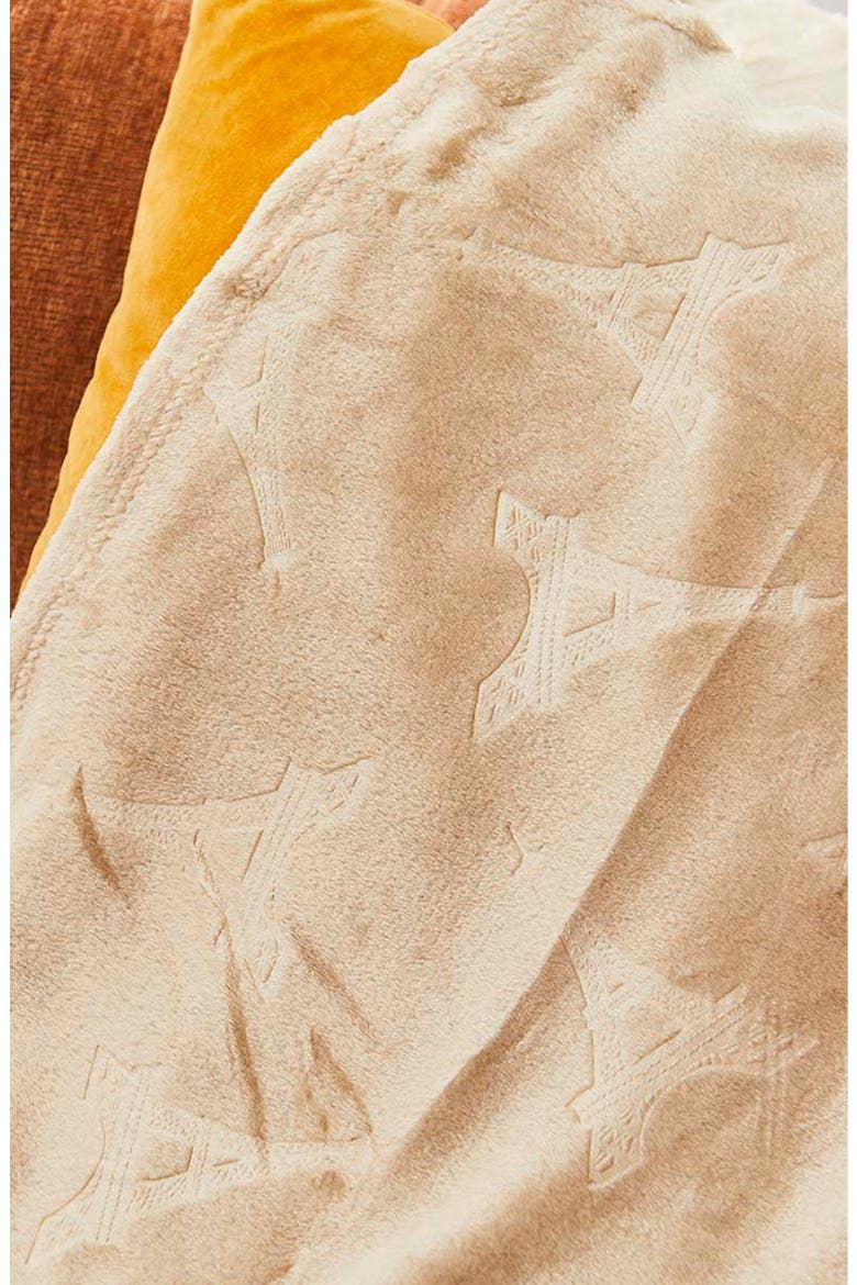 Contemporary Embossed Eiffel Tower Throw Blanket, Alternate, color, TAUPE