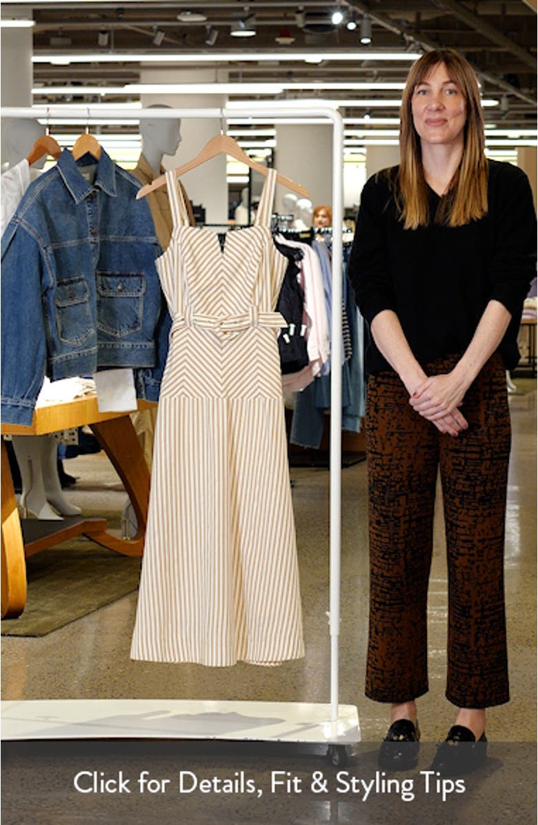 Stripe Belted Sleeveless Midi Dress, sales video thumbnail