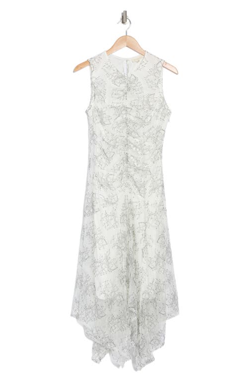 Melloday Ruched Lace Dress In White Black