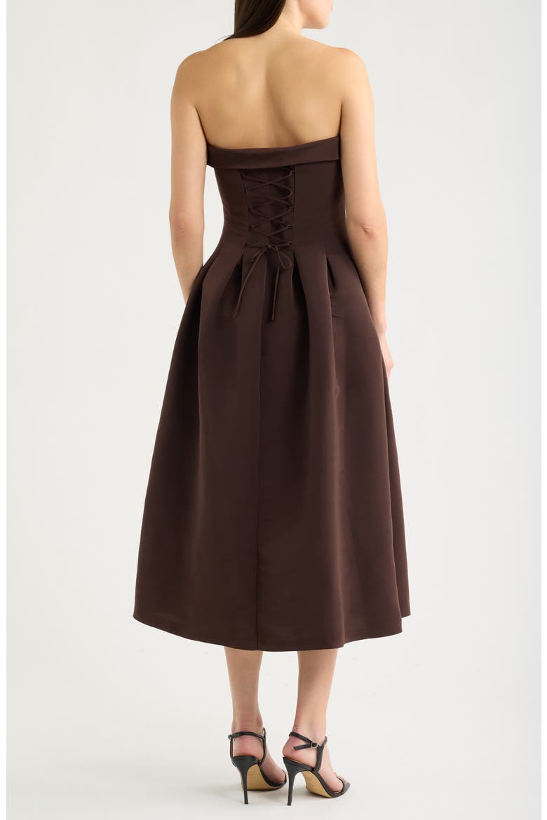 Strapless Foldover Midi Dress, Alternate, color, COFFEE BEAN