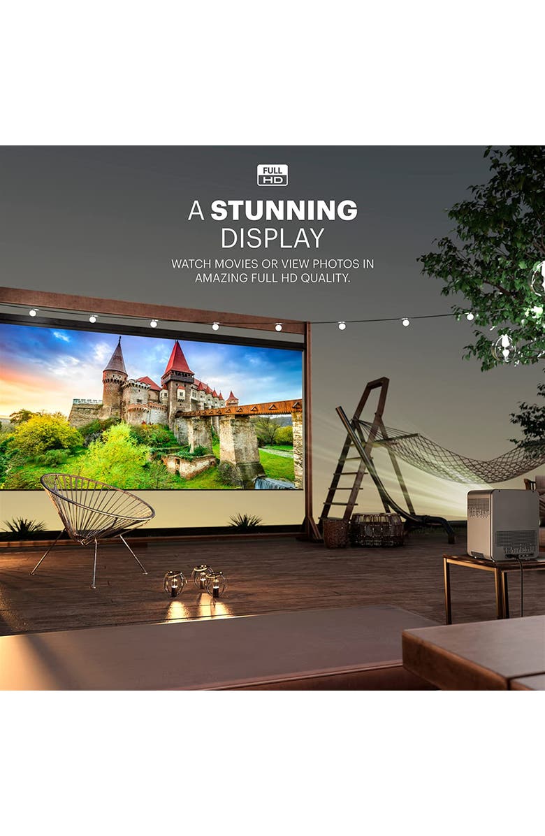 Kodak FLIK HD10 Smart Projector, 1080p Portable Projector with Bluetooth, Wi-Fi & Android TV - Black, Alternate, color, 