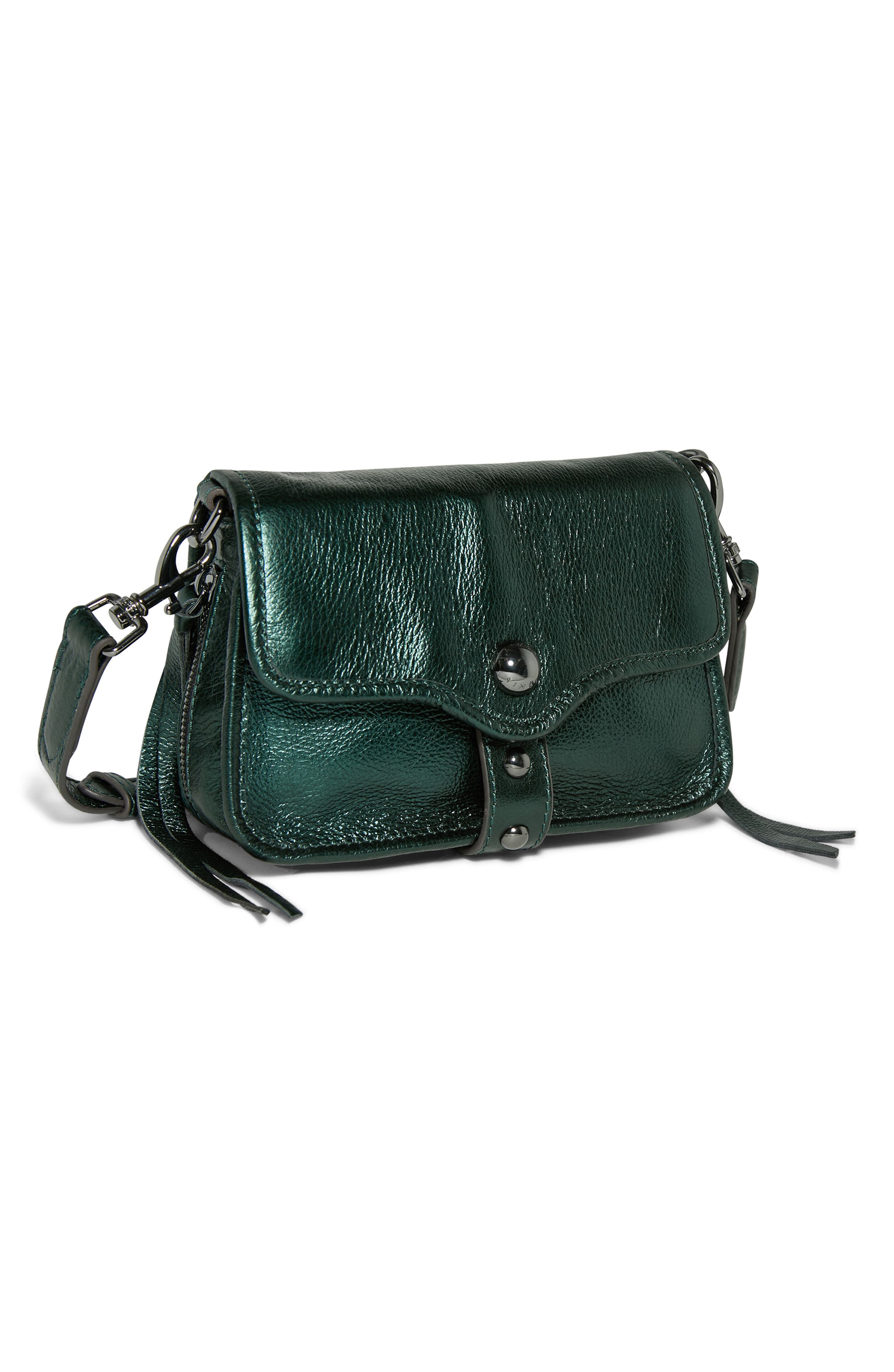 AIMEE Mini Great Escape Metallic Leather Crossbody Bag, Alternate, color, Metallic Forest