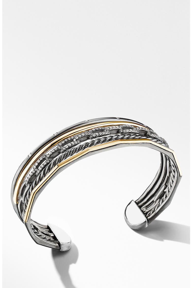 Stax Five-Row Blackened Silver & Diamond Cuff, Main, color, BLACK RHODIUM/ GOLD/ DIAMOND